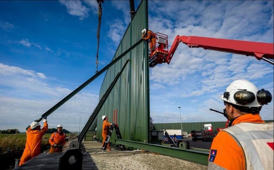 Aufbau der mobilen Schallschutzwand