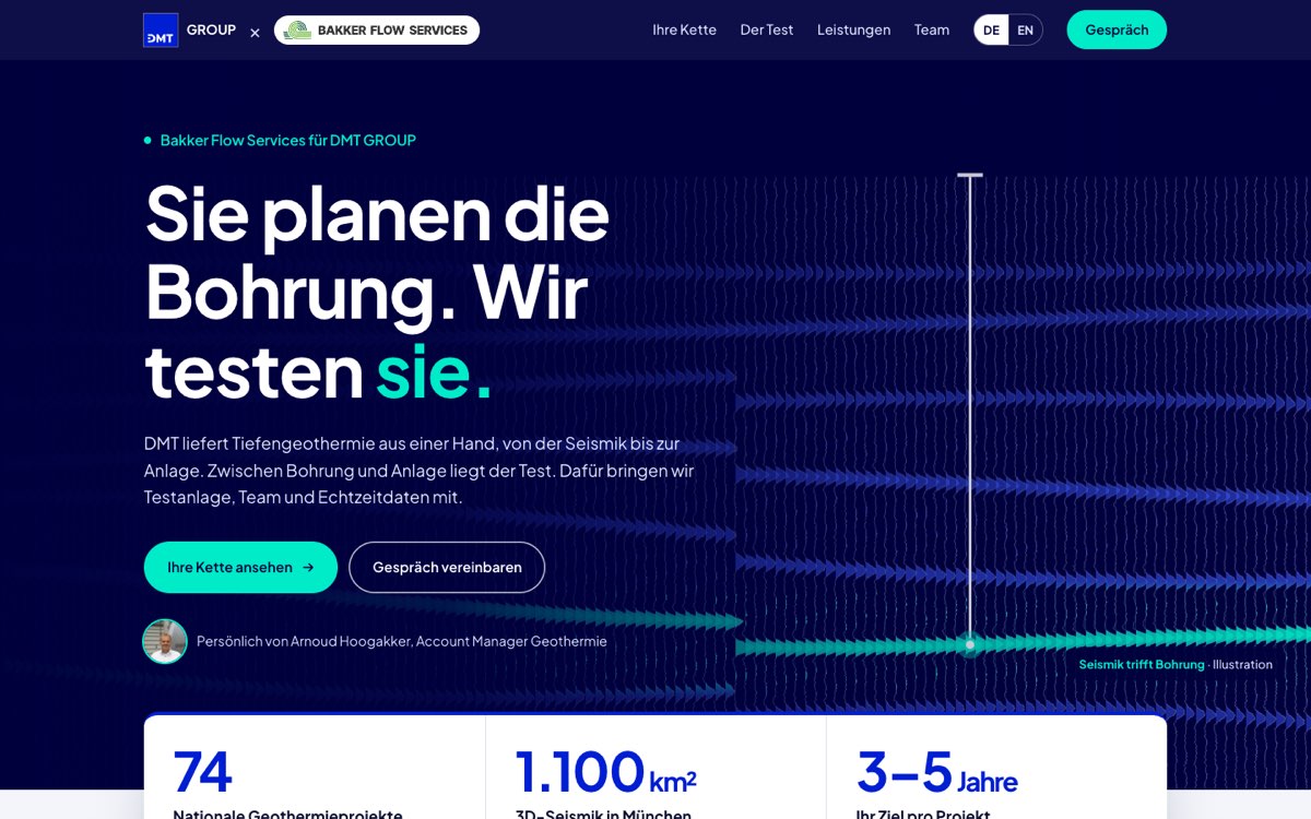 Voorbeeld van de pagina voor DMT GROUP